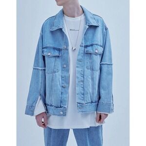 ADD-SEOUL Raw Edged Denim Jacket Blue Free Size Men's Jean Jacket